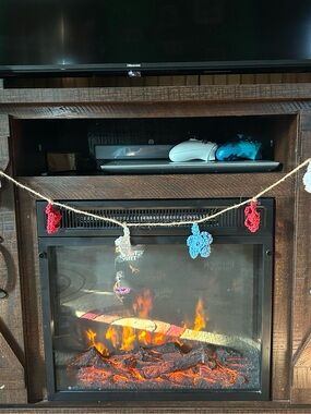 Cozy Crochet Holiday Garland in Red, Blue, Cream
